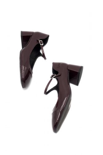 Ballerine vernie bordeaux à petit talon BIBILOU | Marine