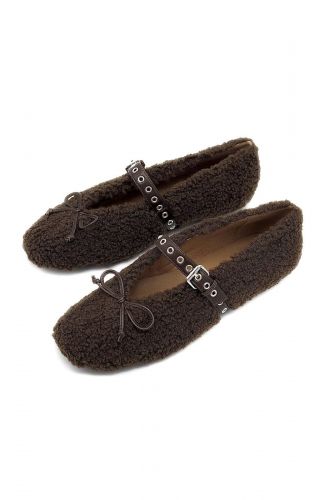 Ballerine en teddy avec petit noeud BIBILOU | Marine