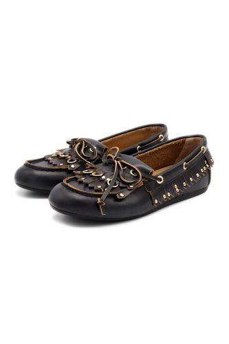 Boat shoes noires à franges BIBILOU | Marine