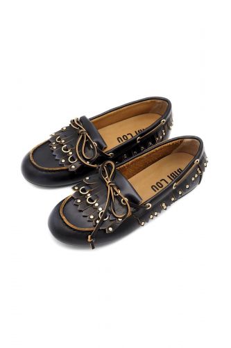 Boat shoes noires à franges BIBILOU | Marine