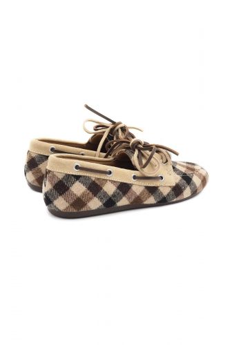 Boat shoes à carreaux beige BIBILOU | Marine