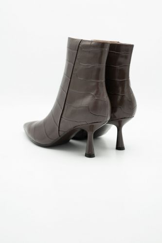 Boots en cuir marron imprimé croco BIBILOU | Marine