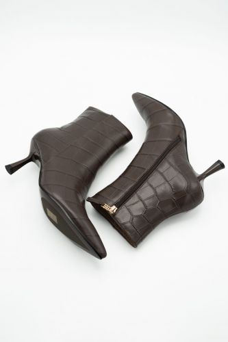 Boots en cuir marron imprimé croco BIBILOU | Marine