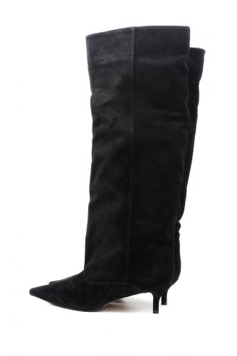 Botte tube nubuck noir BIBILOU | Marine Auvelais 