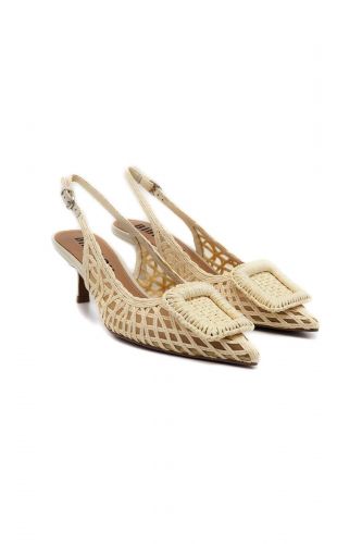 Bibilou slingback Ecru femmes (Chic rafia écru ½ talon - 648 sling rafia écru) - Marine | Much more than shoes