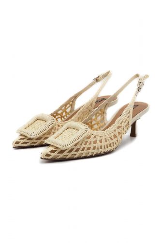 Bibilou slingback Ecru femmes (Chic rafia écru ½ talon - 648 sling rafia écru) - Marine | Much more than shoes