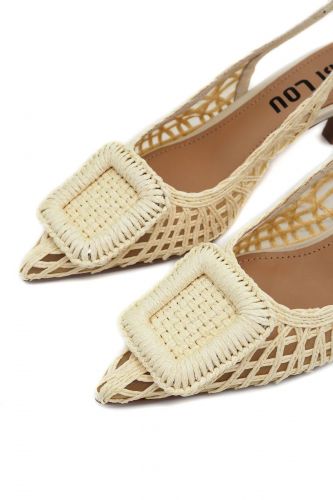 Bibilou slingback Ecru femmes (Chic rafia écru ½ talon - 648 sling rafia écru) - Marine | Much more than shoes