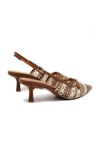Bibilou slingback Brun-multi femmes (Cuir camel et rafia tressé multi naturel - 637 sling camel multi) - Marine | Much more than shoes