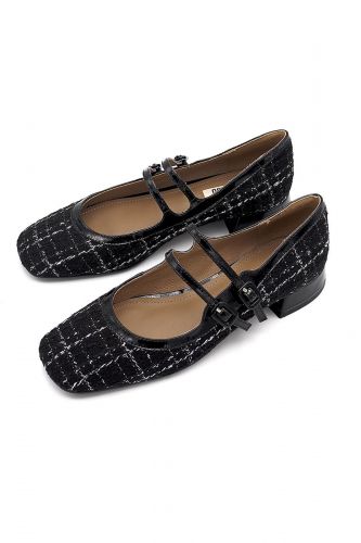 Bibilou Ballerines Noir femmes (double fines brides tweed noir - 659 tweed noir) - Marine | Much more than shoes