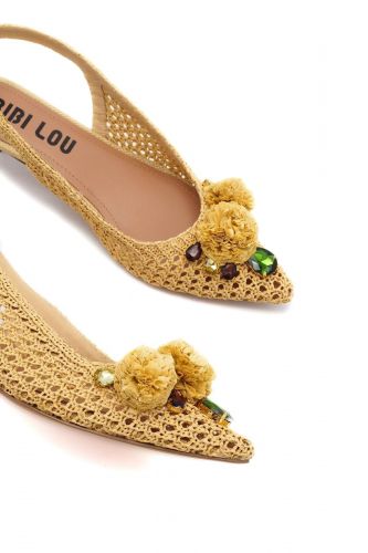 Bibilou slingback Beige femmes (Mini talon chic rafia beige - 967 Slingback rafia beige) - Marine | Much more than shoes