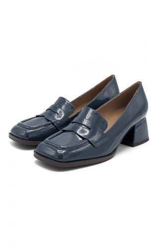 Bibilou mocassin Bleu femmes (Moc demi talon - 579 vernis bleu 