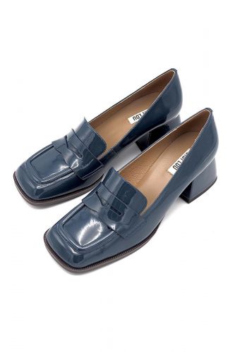 Bibilou mocassin Bleu femmes (Moc demi talon - 579 vernis bleu 