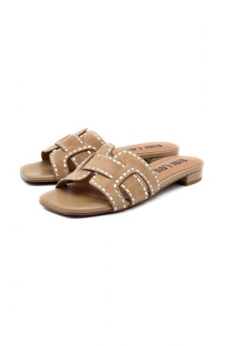 Bibilou mule Beige femmes (Mules marron clapette en 