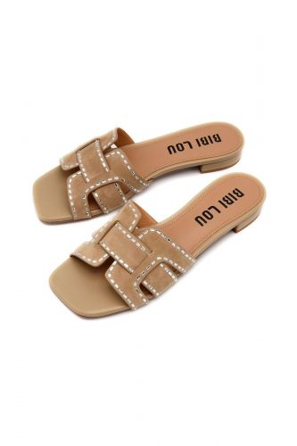 Bibilou mule Beige femmes (Mules marron clapette en 