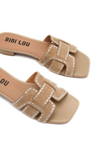 Bibilou mule Beige femmes (Mules marron clapette en 