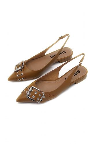 Bibilou slingback Naturel femmes (Pointue slingback cuir naturel - 520 slingback cuir naturel) - Marine | Much more than shoes