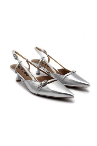 Bibilou slingback Argent femmes (Pointue slingback talon argenté - 677 slingback argenté) - Marine | Much more than shoes