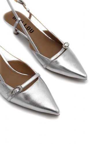 Bibilou slingback Argent femmes (Pointue slingback talon argenté - 677 slingback argenté) - Marine | Much more than shoes