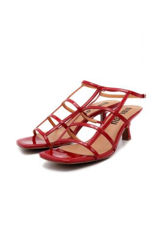 Sandales rouges vernies à fines brides BIBILOU | Marine