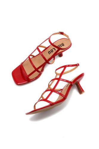 Sandales rouges vernies à fines brides BIBILOU | Marine