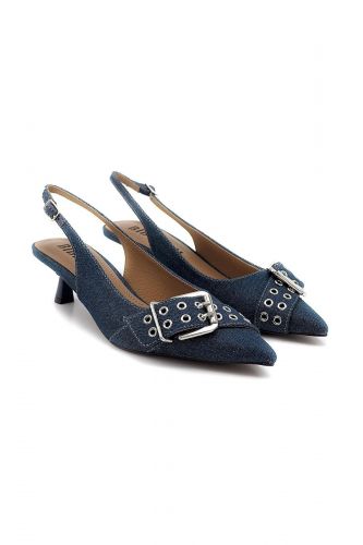 Bibilou slingback Jeans femmes (Slingback denim avec boucle - 521 tout jeans) - Marine | Much more than shoes