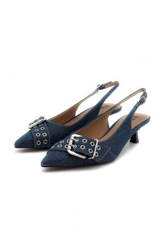 Bibilou slingback Jeans femmes (Slingback denim avec boucle - 521 tout jeans) - Marine | Much more than shoes