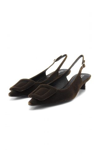 Slingbacks velours lisse marron BIBILOU | Marine
