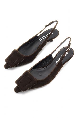Slingbacks velours lisse marron BIBILOU | Marine