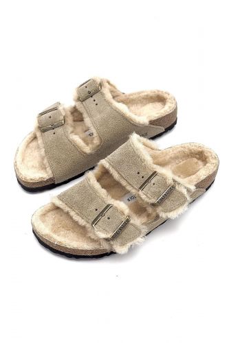 Birkenstock mule Beige unisex (2 boucles fourrée beige - ARIZONA beige fourrée) - Marine | Much more than shoes