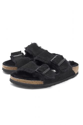 Birkenstock mule Noir unisex (2 boucles fourrée - ARIZONA noire fourrée) - Marine | Much more than shoes