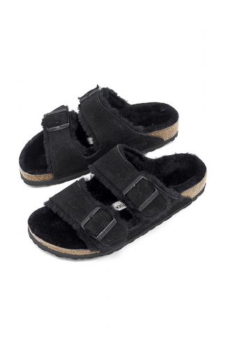 Birkenstock mule Noir unisex (2 boucles fourrée - ARIZONA noire fourrée) - Marine | Much more than shoes