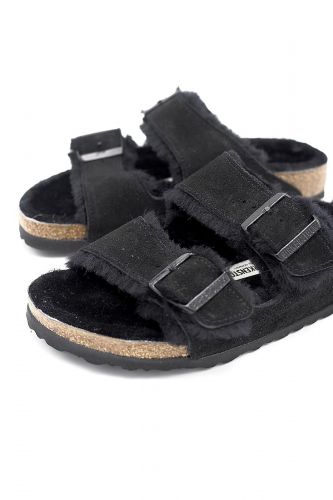 Birkenstock mule Noir unisex (2 boucles fourrée - ARIZONA noire fourrée) - Marine | Much more than shoes