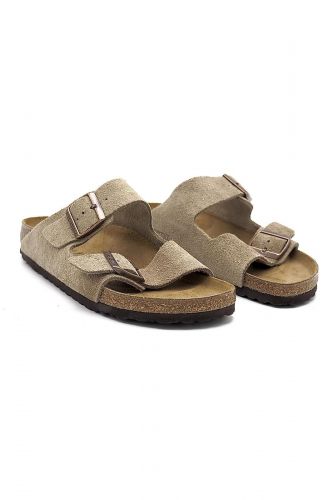 Birkenstock mule Taupe unisex (2 boucles nubuck souple - ARIZONA 2 B taupe souple) - Marine | Much more than shoes