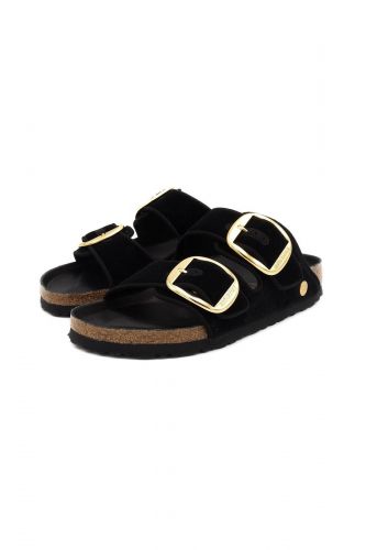 Mules 2 boucles velours noir BIRKENSTOCK | Marine