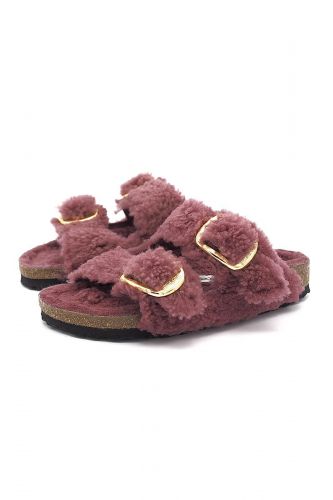 Birkenstock mule Bordeau femmes (Boucles maxi fourrée fraise - ARIZONA nub. berry) - Marine | Much more than shoes