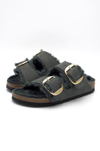 Birkenstock mule Vert femmes (Boucles maxi fourrée - ARIZONA nub. Thym fourrée) - Marine | Much more than shoes