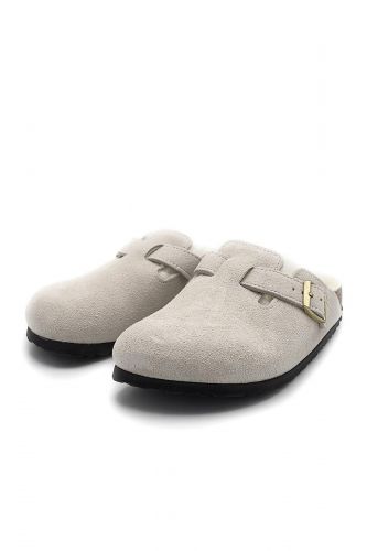 Birkenstock sabot Ecru unisex (Sabot antique white fourré clair - BOSTON écru (blanc)fourrée) - Marine | Much more than shoes