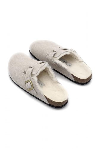 Birkenstock sabot Ecru unisex (Sabot antique white fourré clair - BOSTON écru (blanc)fourrée) - Marine | Much more than shoes