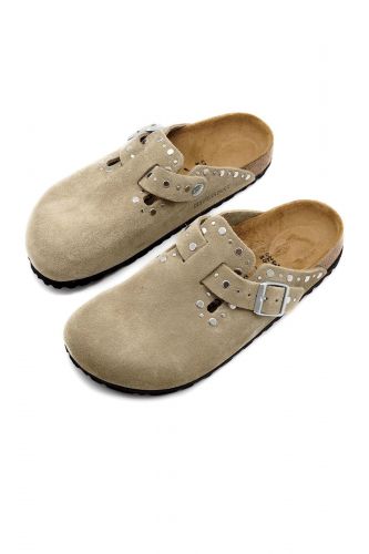 Sabot beige avec rivets argentés BIRKENSTOCK | Marine