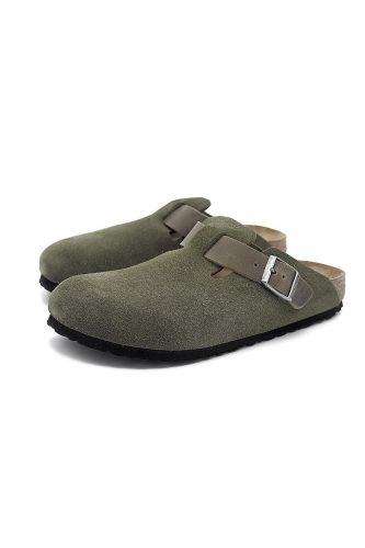 Birkenstock sabot Kaki unisex (Sabot kaki boucle cuir naturel - BOSTON kaki) - Marine | Much more than shoes