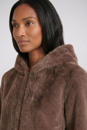 Veste fausse fourrure brune BLONDE N°8 | MARINE Auvelais
