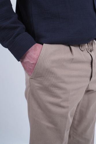 Briglia pantalon Camel hommes (chino ceinture zip - ISOLA camel) - Marine | Much more than shoes
