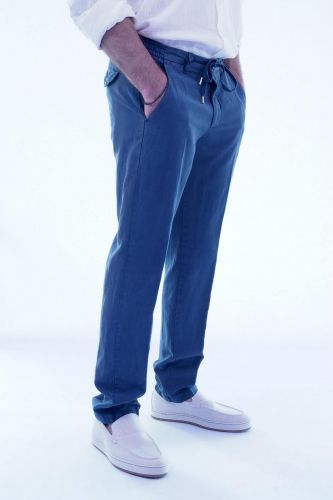 Briglia pantalon Bleu hommes (chino slim ceinture zippé + côtés élasti - BG41 navy 11) - Marine | Much more than shoes
