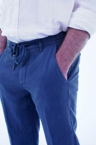 Briglia pantalon Bleu hommes (chino slim ceinture zippé + côtés élasti - BG41 navy 11) - Marine | Much more than shoes
