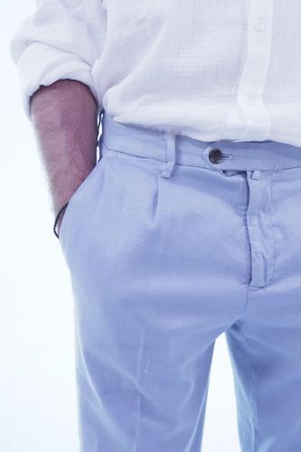 Briglia pantalon Jeans hommes (chino slim ceinture zippé + côtés élasti - BG41 bleu délavé 91) - Marine | Much more than shoes
