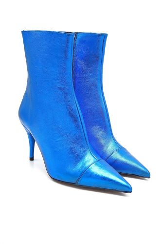 Boots à talon aiguille bleu disco BRONX | Marine