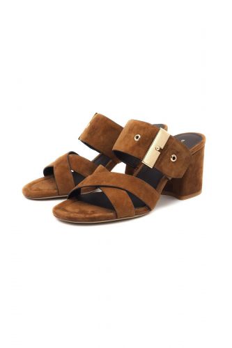 Bruno Premi mule Naturel femmes (2 brides cognac talon moyen large - 4601 mule cognac) - Marine | Much more than shoes