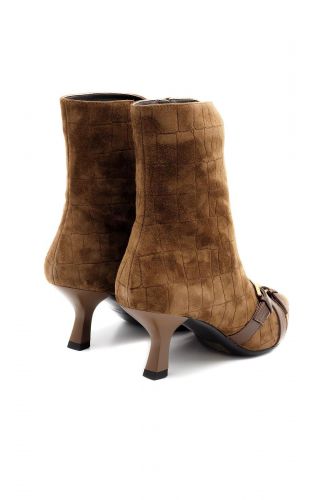 Boots kitten heel en daim imprimé croco BRUNO PREMI | MARINE Auvelais