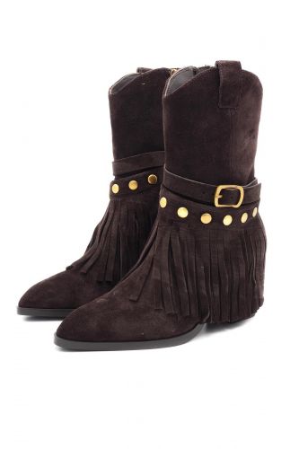 Boots franges à talon daim marron BRUNO PREMI | MARINE Auvelais