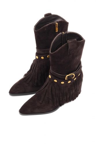 Boots franges à talon daim marron BRUNO PREMI | MARINE Auvelais